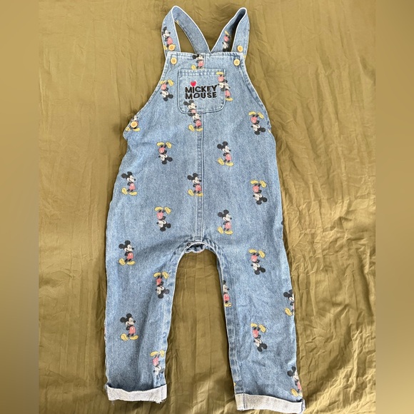 disney baby Other - Disney Baby Mickey Mouse Denim Overalls Size 24 M 100% Cotton